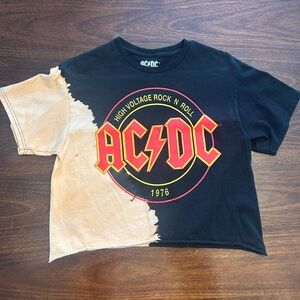 AC/DC Black and Cream High Voltage Crop Top